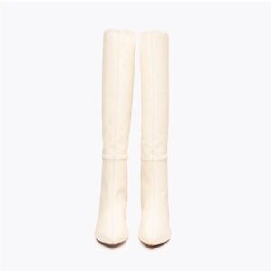 Chic Over-the-Knee White Leather Boots